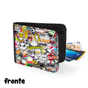 fronte portafoglio sticker bomb rap stickerbomb gadget figo comodo regalo