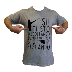 t-shirt maglietta pescando nella testa pesca pescatore