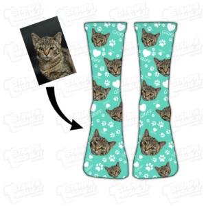 Calzino Muso e nome del tuo gatto amici a quattro zampe cat calza calzettone calzino calze scarpe socks personalizzati immagine fotografia ritratto foto muso