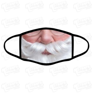 Mascherina Babbo Natale 2 bordo nero simpatica divertente lavabile covid Baffo Santa Claus Christmas Holiday vacanze father xmas