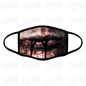 Mascherina Halloween bocca sangue vampire vampire blood covid lavabile sublimatica rosso horror bordo nero 24 ore last minute