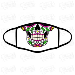 Mascherina Halloween morte death scheletro messicano femminile skull bocca sangue zucca clown cattivo horror bocca cucita cucitura terrore coltello covid lavabile 24 ore regalo bordo nero