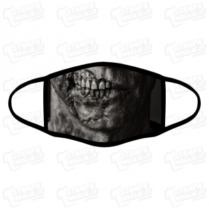 Mascherina Halloween morte death scheletro zombie denti skull bocca sangue zucca clown cattivo horror bocca cucita cucitura terrore coltello covid lavabile 24 ore regalo bordo nero