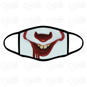 Mascherina IT clown bordo nero programmi film serie tv personaggi horror paura terrore mangia bambini sangue regalo divertente simpatico lavabile covid
