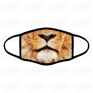 Mascherina Leone Lion The lion king il re leone Simba regalo bordo nero sorpresa divertente simpatica lavabile zampe animale selvaggio foresta prateria gattara muso naso fusa lingua ruvida covid
