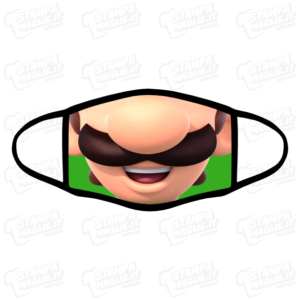 Mascherina Super Luigi lavabile bordo nero simpatica divertente personaggio videogioco player play game gamer anni90 anni80 nintendo playstation covid19 coronavirus viso bocca