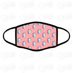 Mascherina Unicorni Unicorn rosa pink bordo nero personalizzata sublimatico lavabile stampata protezione covid divertente simpatica bambina animale fantastico fantasy