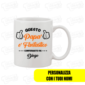 Questo papà è fantastico tazza maglia maglietta regalo festa del papa happy father day daddy dad figlio figli bambini bambino genitori simpatica divertente personalizzabile nomi