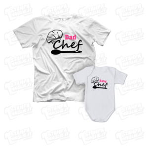 T-shirt Dad e Baby Chef body neonata maglia maglietta festa del papà dad father day regalo pensiero gift genitori genitore femmina figlio figli personalizzata motori moto