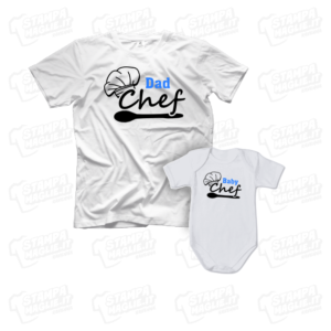T-shirt Dad e Baby Chef body neonatomaglia maglietta festa del papà dad father day regalo pensiero gift genitori genitore maschio figlio figli personalizzata motori moto