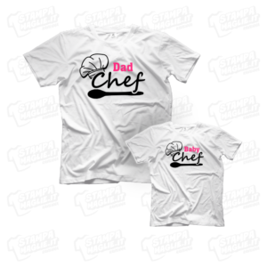 T-shirt Dad e Baby Chef maglia maglietta festa del papà dad father day regalo pensiero gift genitori genitore femmina figlia figli personalizzata motori moto