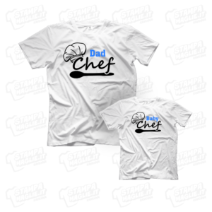 T-shirt Dad e Baby Chef maglia maglietta festa del papà dad father day regalo pensiero gift genitori genitore maschio figlio figli personalizzata motori moto