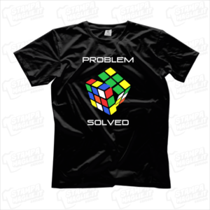 T-shirt Problem solved Maglia maglietta divertente simpatica cubo di rubik nerd giochi play player game rompicapo problema risolto prestigio magia regalo compleanno gift sorpresa colorato