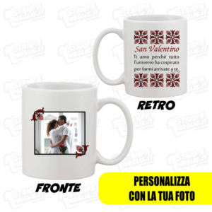 Tazza San Valentino Ti amo regalo festa innamorati fidanzata fidanzato love amore cuore cornice moroso moglie marito compagno compagna scritta fronte retro photo