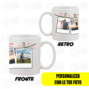 Tazza polaroid love fotografie personalizzata amore foto ricordi san valentino scritte cuori cuore compagno compagna moroso morosa marito moglie regalo