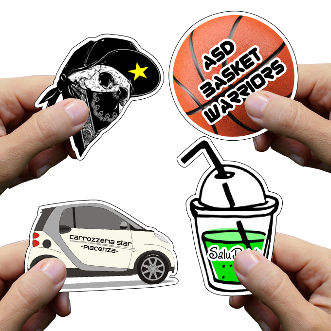 Adesivi Sticker personalizzati con taglio a vivo scontornati.