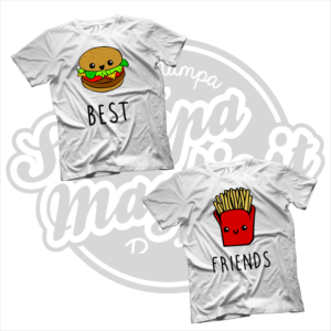 maglietta t-shirt best friends hamburger e patatine