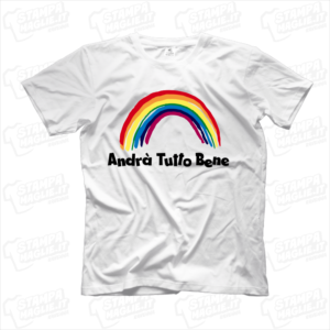 maglietta tshirt t-shirt covid-19 andrà tutto bene arcobaleno coronavirus maglietta simpatica pandemia covid19 italia