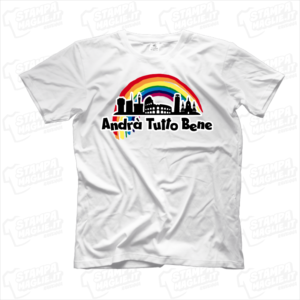 maglietta tshirt t-shirt covid-19 andrà tutto bene arcobaleno italia coronavirus maglietta simpatica pandemia covid19 italia