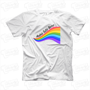 maglietta tshirt t-shirt covid-19 andrà tutto bene arcobaleno prospettiva coronavirus maglietta simpatica pandemia covid19 italia