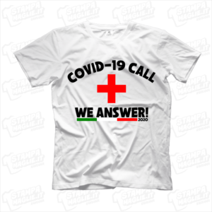 maglietta tshirt t-shirt covid-19 call we answer italia coronavirus maglietta simpatica pandemia covid19