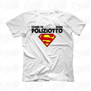 maglietta tshirt t-shirt covid-19 super poliziotto coronavirus maglietta simpatica pandemia covid19 italia