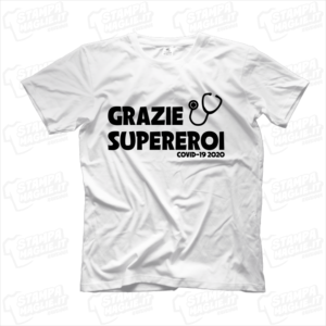 maglietta tshirt t-shirt grazie supereroi covid-19 coronavirus maglietta simpatica pandemia covid19